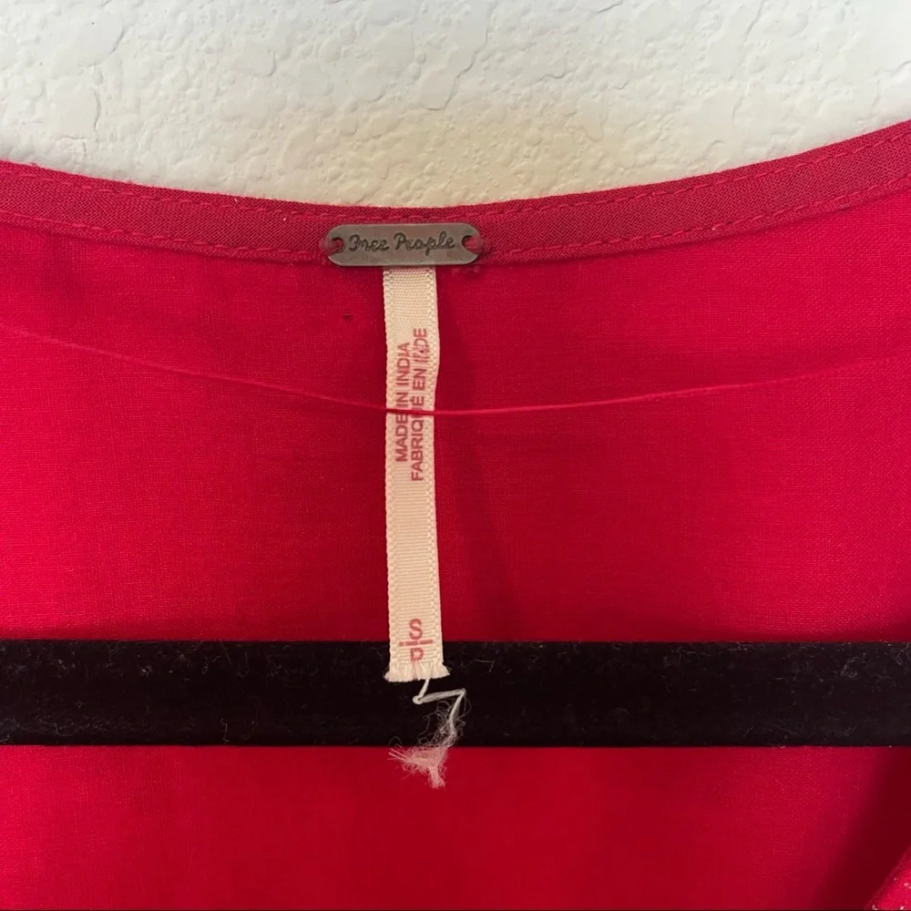 Free People Counting Stars Peasant Blouse Red